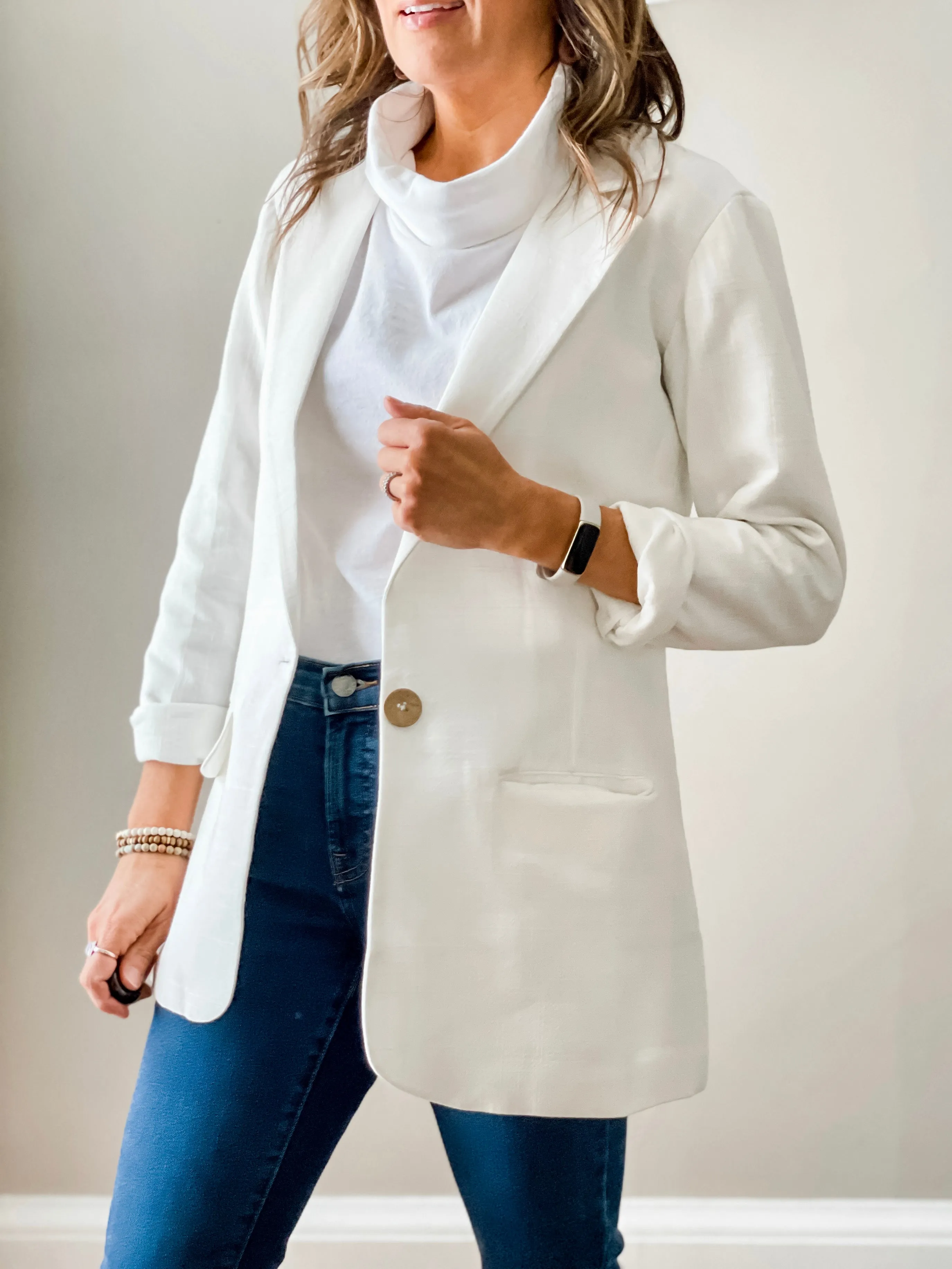 Woven Blazer - Soft White