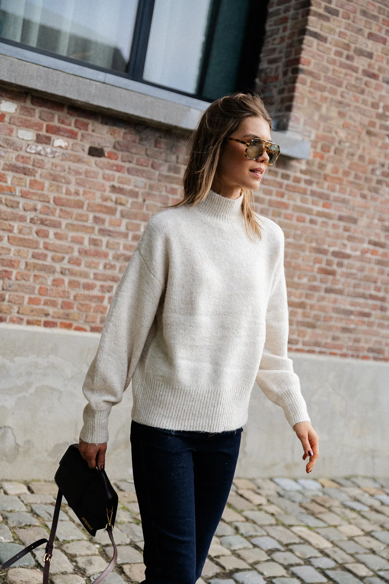 YASAnne high neck LS knit pullover perfectly pale