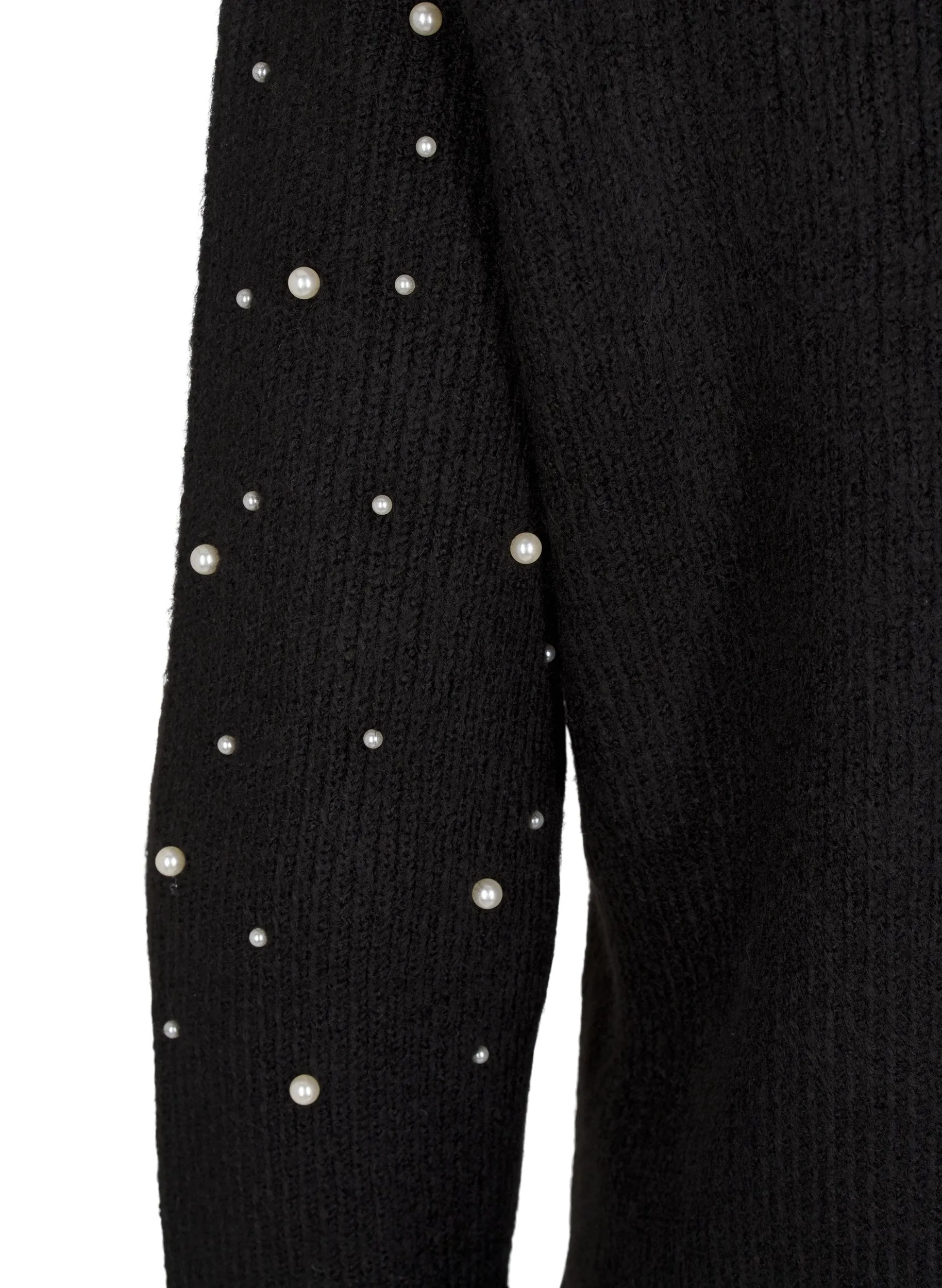 Zizzi Lea Pearl Cardigan in Black